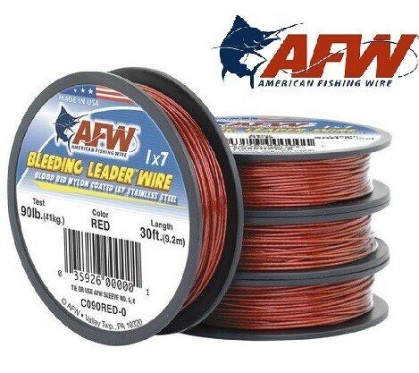 Поводковый материал AFW Bleeding 1x7 Stainless Steel Leader Wire Red (14кг 9.2м C030RED-0)